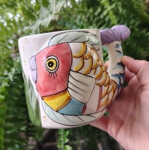 Vintage 1995 WCL Haind Painted China Fish Mug